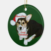 Een zeer Corgi-kerstgejubel Keramisch Ornament (Links)