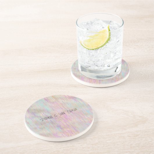 Een zeer eenhoorn sprankeling Glitzy Goud Roze Ker Zandsteen Onderzetter (Zijkant)