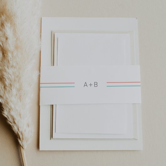 Een zeer eenvoudige koraal en Blauwgroen monogram Uitnodigingen Wikkel