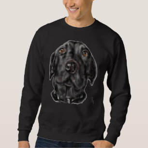 Een zeer ernstige zwarte labrador retriever trui