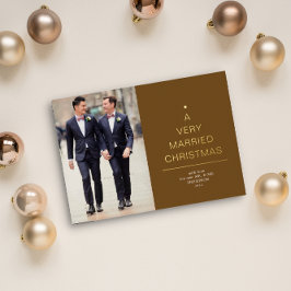 Een zeer gehuwd kerstfeest, donker Mustard Gold Folie Feestdagenkaart