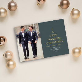 Een zeer gehuwd kerstgroen goud folie feestdagenkaart