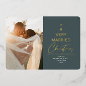 Een zeer gehuwd kerstscript Green Gold Folie Feestdagenkaart (Voorkant)