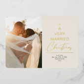 Een zeer gehuwd kerstscript. Ivory Gold Folie Feestdagenkaart (Voorkant)