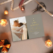 Een zeer gehuwd kerstscript, Taupe Gold Folie Feestdagenkaart
