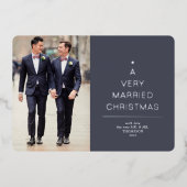 Een zeer gehuwde kerstblauwe zilver folie feestdagenkaart (Voorkant)