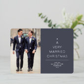 Een zeer gehuwde kerstblauwe zilver folie feestdagenkaart (Staand Voorkant)