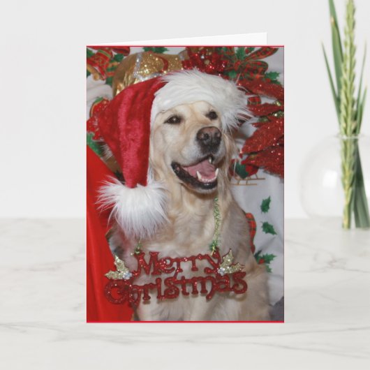Een zeer gelukkige 'Christmas' Golden Retriever Feestdagen Kaart (Voorkant)