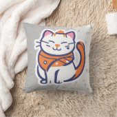 Een zeer gelukkige witte en roze smoking kat Gooi Kussen (Deken)