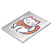 Een zeer gelukkige witte en roze smoking kat Spira Notitieboek (Linkerzijde)