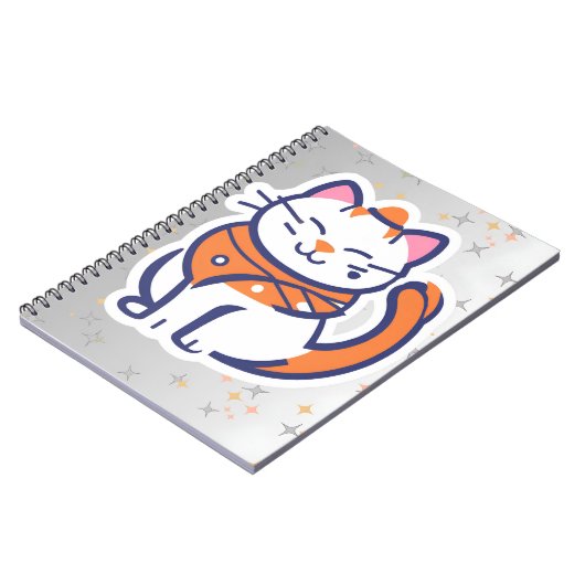 Een zeer gelukkige witte en roze smoking kat Spira Notitieboek (Linkerzijde)