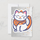 Een zeer gelukkige witte en roze smokingkat Plat D Bedankkaart (Voorkant)