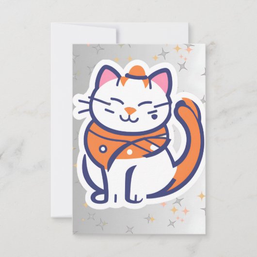 Een zeer gelukkige witte en roze smokingkat Plat D Bedankkaart (Voorkant)