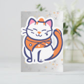 Een zeer gelukkige witte en roze smokingkat Plat D Bedankkaart (Staand voorkant)