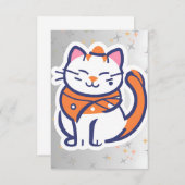Een zeer gelukkige witte en roze smokingkat Plat D Bedankkaart (Voorkant / Achterkant)