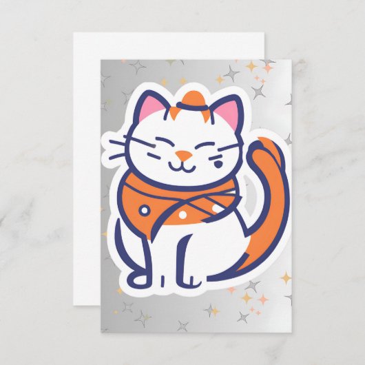 Een zeer gelukkige witte en roze smokingkat Plat D Bedankkaart (Voorkant / Achterkant)