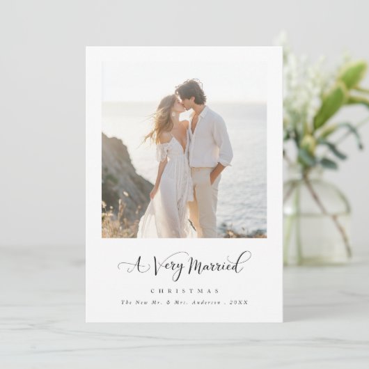 Een zeer getrouwd kerstscript kustfoto feestdagenkaart (Staand voorkant)