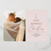 Een zeer getrouwd kerstscript Roze Goud Folie Feestdagenkaart (Voorkant)