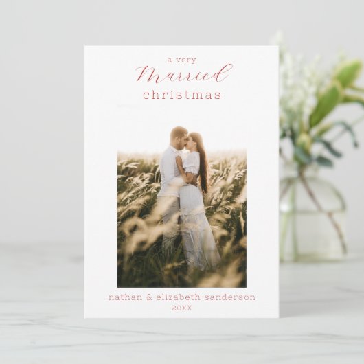 Een zeer getrouwde Christmas Pas getrouwd fotokaar Bedankkaart (Staand voorkant)