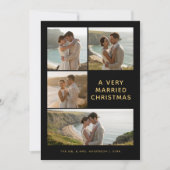 Een zeer getrouwde Kerstmis Zwart Goud Kustfoto Feestdagenkaart (Voorkant)