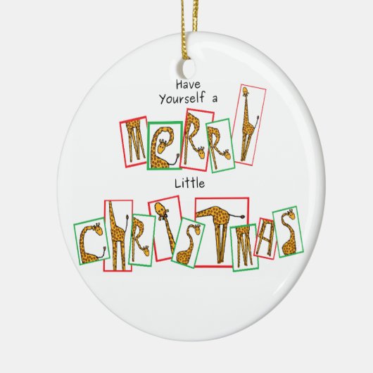 Een zeer Giraffe Kerstmis - letters Keramisch Ornament (Links)