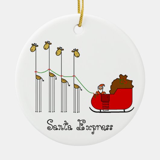 Een zeer Giraffe Kerstmis - Santa Express Keramisch Ornament (Voorkant)