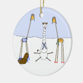 Een zeer Giraffe Kerstmis - Snowman Keramisch Ornament (Links)