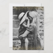 Een zeer glinsterende kerst glitter goud foto  kaart (Voorkant)