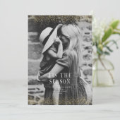 Een zeer glinsterende kerst glitter goud foto  kaart (Staand voorkant)