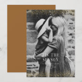 Een zeer glinsterende kerst glitter goud foto  kaart (Voorkant / Achterkant)