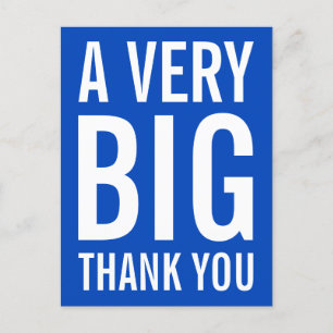Een zeer grote blauwe kaart, bedankt briefkaart