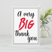 Een zeer grote dank u rood zwart ingelijste waarde bedankkaart (Staand voorkant)