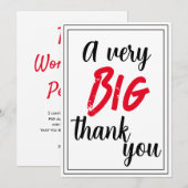 Een zeer grote dank u rood zwart ingelijste waarde bedankkaart (Voorkant / Achterkant)