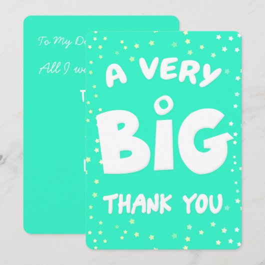 Een zeer grote dank van mij bedankkaart (Voorkant / Achterkant)