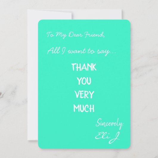 Een zeer grote dank van mij bedankkaart (Achterkant)