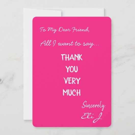 Een zeer grote dank van mij bedankkaart (Achterkant)