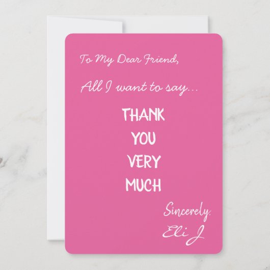 Een zeer grote dank van mij bedankkaart (Achterkant)