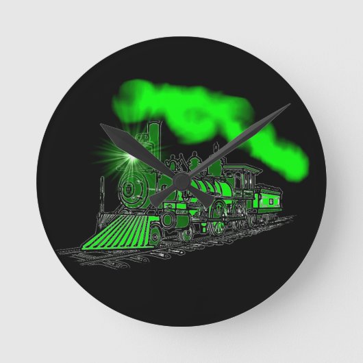 Een zeer heldere Neon Green Train Engine Ronde Klok (Voorkant)
