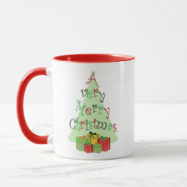 Een zeer kerstelijke kerstboom en cadeaus vakantie mok