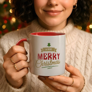 Een zeer kerstmis moderne feestdag familienaam mok