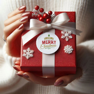 Een zeer kerstmis moderne feestelijke familienaam ronde sticker