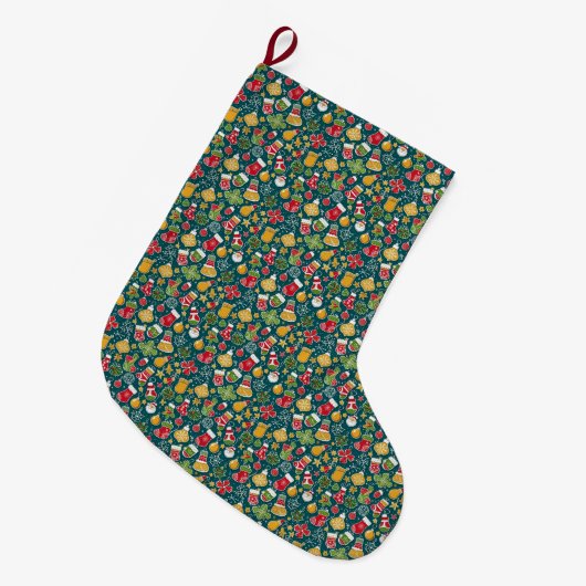 Een zeer kerstpatroon ontwerp grote kerstsok (Voorkant (Hangend))