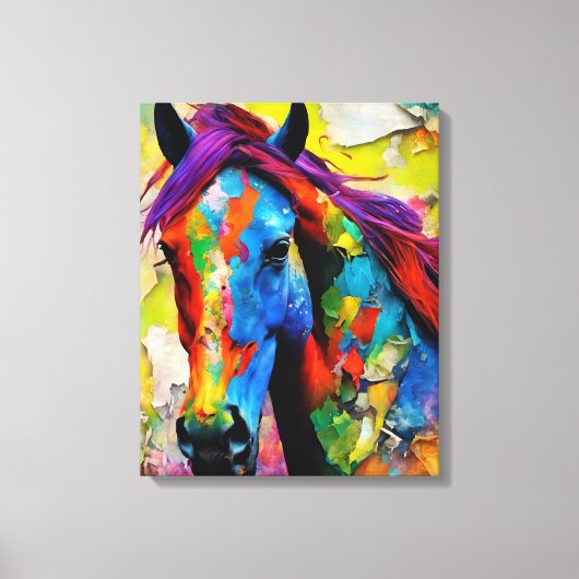Een zeer kleurrijk paard canvas afdruk (Voorkant)