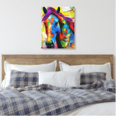 Een zeer kleurrijk paard canvas afdruk (Insitu (Slaapkamer))