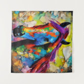 Een zeer kleurrijk paard wandkleed (Voorkant (horizontaal))