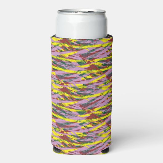 Een zeer kleurrijk patroon met veel verschillende  seltzer blikjeskoeler (Seltzer Voorkant)