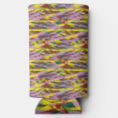 Een zeer kleurrijk patroon met veel verschillende  seltzer blikjeskoeler (Achterkant)