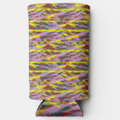 Een zeer kleurrijk patroon met veel verschillende  seltzer blikjeskoeler (Voorkant)