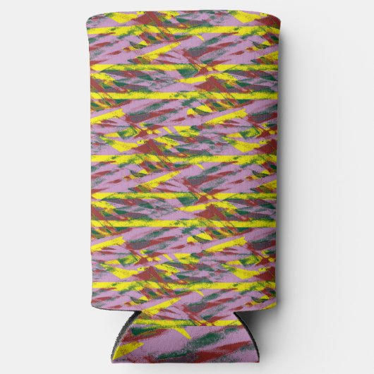 Een zeer kleurrijk patroon met veel verschillende  seltzer blikjeskoeler (Voorkant)