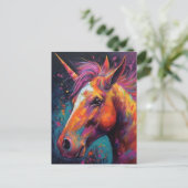 Een zeer kleurrijke eenhoorn briefkaart (Staand voorkant)